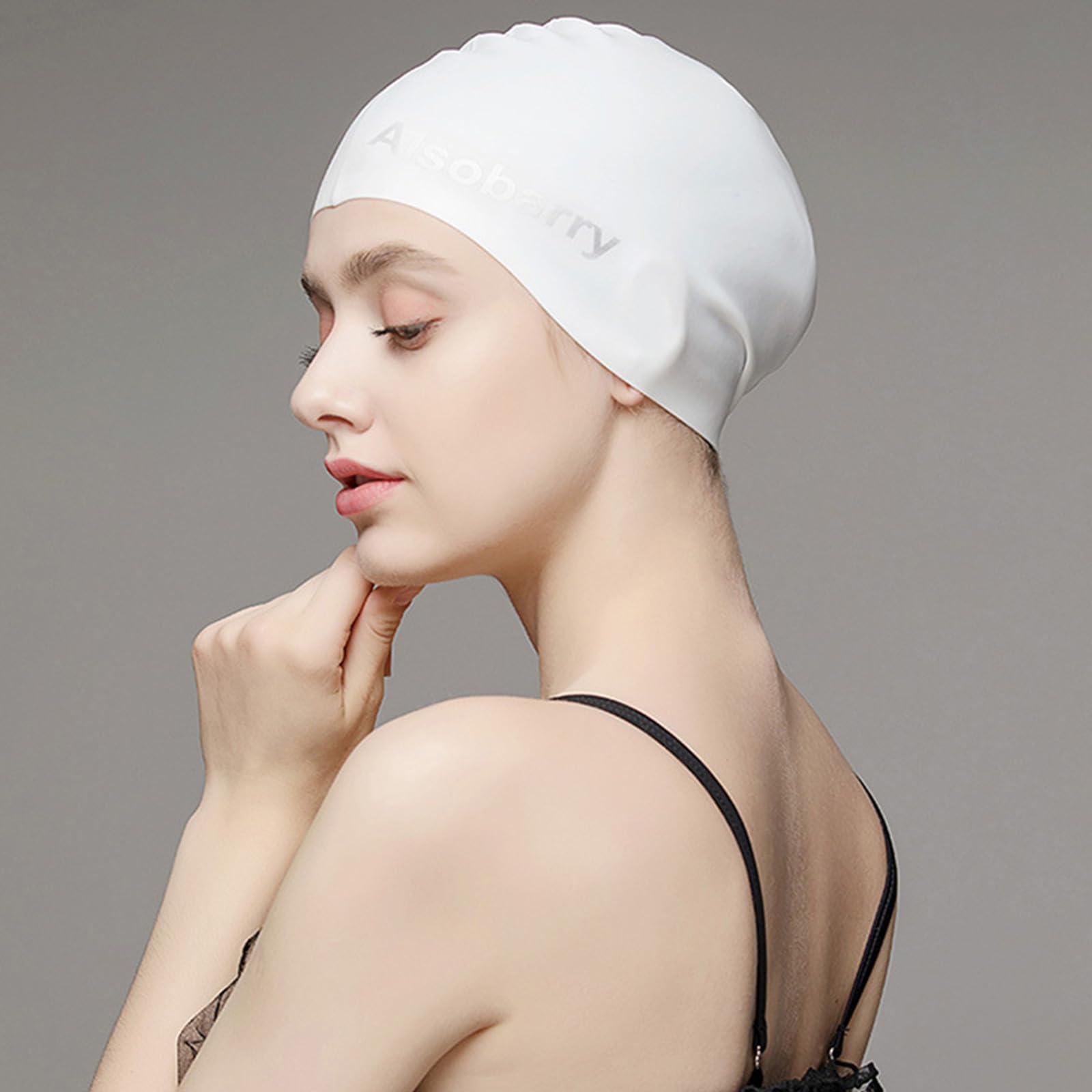 Gorros de natación de silicona de pelo largo, gorro de natación elástico unisex
