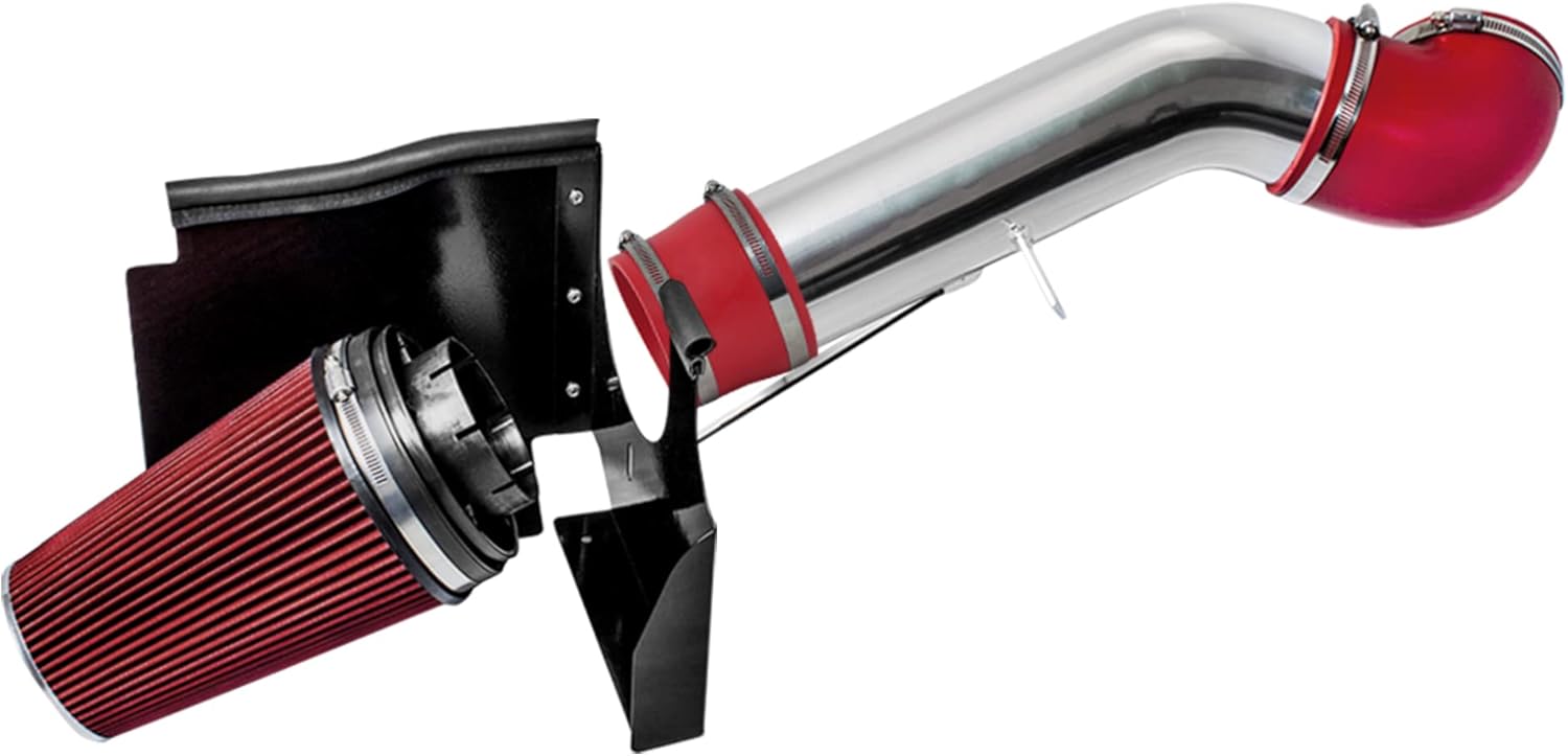 Cold Air Intake System with Heat Shield Kit + Filter Combo RED Compatible For 1999-2006 GMC/Chevy V8 4.8L/5.3L/6.0L Silverado/Tahoe/Avalanche/Suburban/Sierra/Yukon