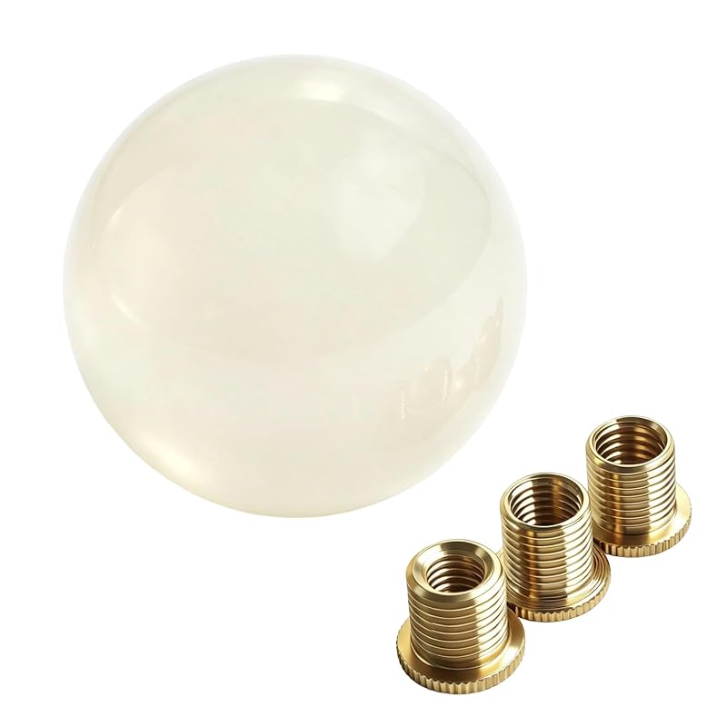 HiSport Manopla de Câmbio Redonda Iluminada em Acrílico e Alumínio Cream-B com Adaptadores