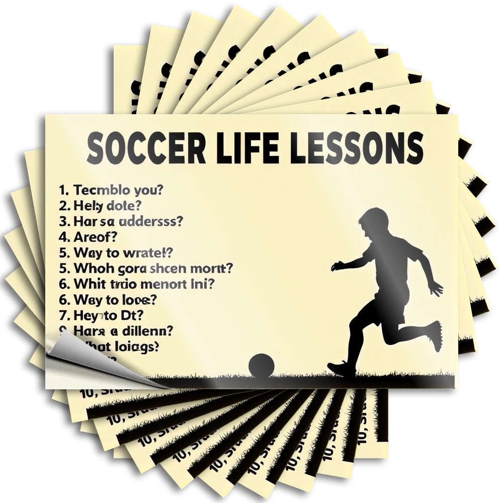 Lettering Sticker Home Gym Decor Easy Apply | Soccer Life Lessons in Distorted Text Crazy Hard Peel and Stick(6X9CM)