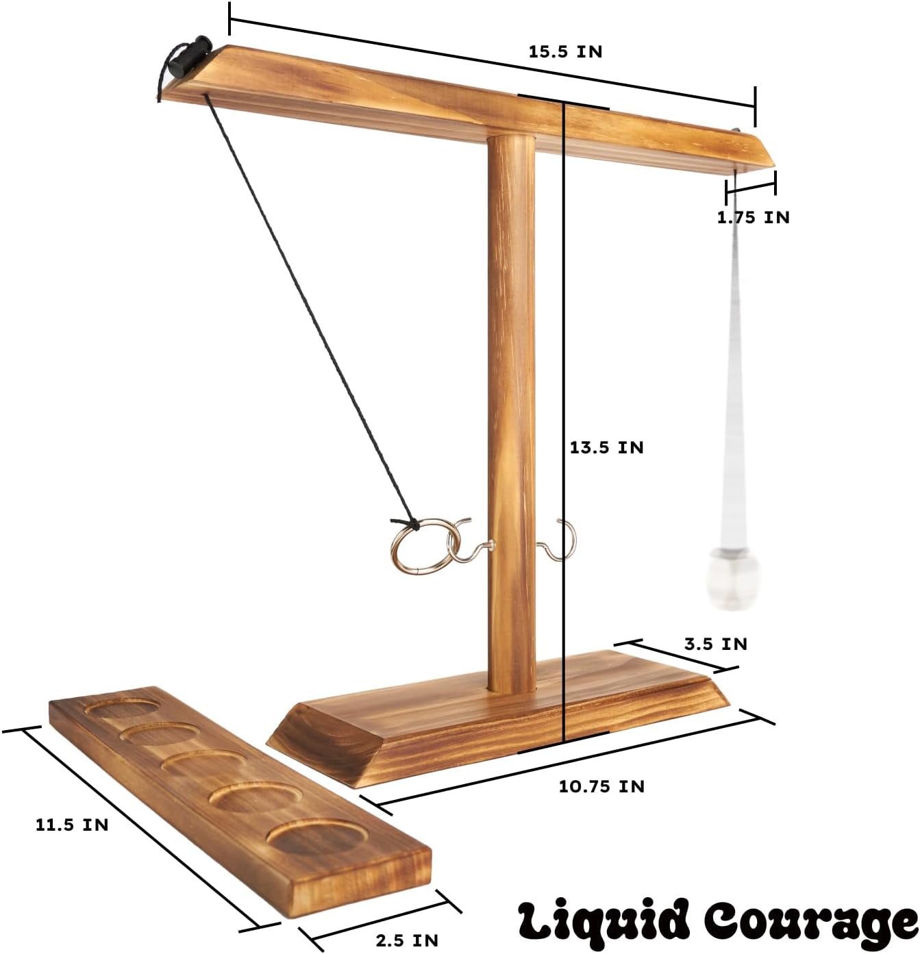 Liquid Courage Ring Toss Game – Wooden Hook & Ring Toss Game for Adults, Tabletop Indoor & Outdoor Party Game, Drinking Game, Bar & Man Cave Decor, Camping & Backyard Fun
