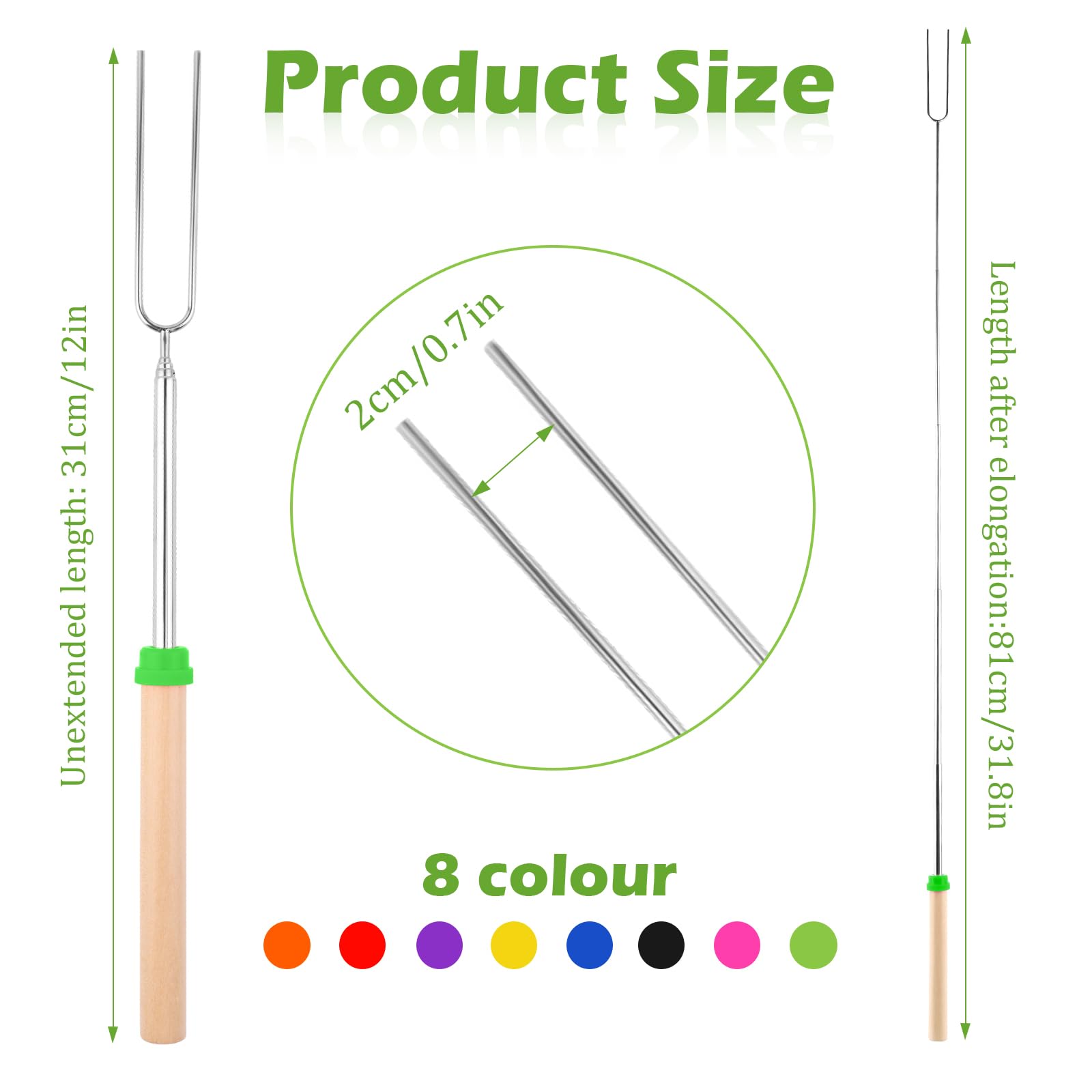 Brochettes Télescopiques en Acier Inoxydable pour BBQ, Marshmallow, Camping – Accessoire Barbecue