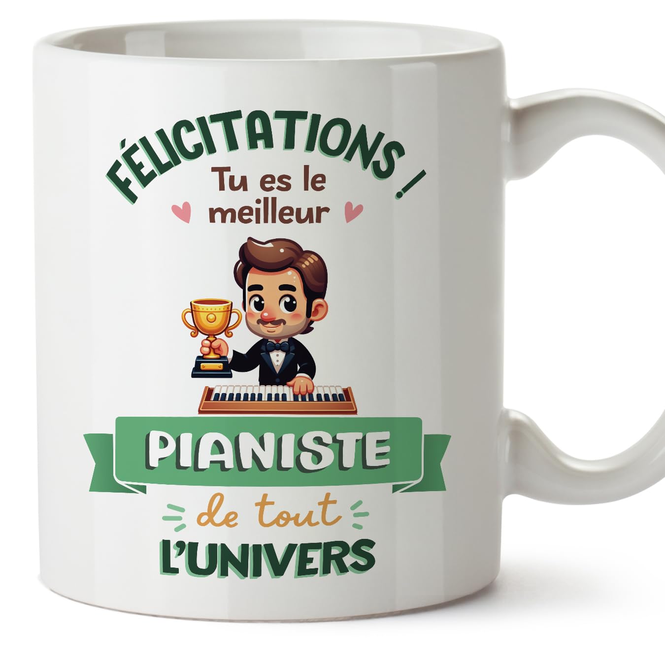 MUGFFINS Pianist Man Mug - in French - Meilleur Univers Trophée - Funny Gift for Colleagues - Ceramic 11oz Mug — image 1