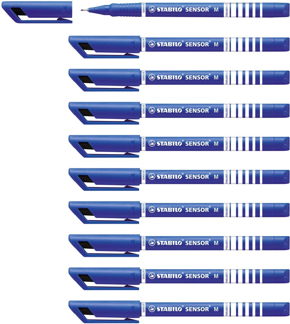 Fineliner - STABILO SENSOR M - Box of 10 - Blue