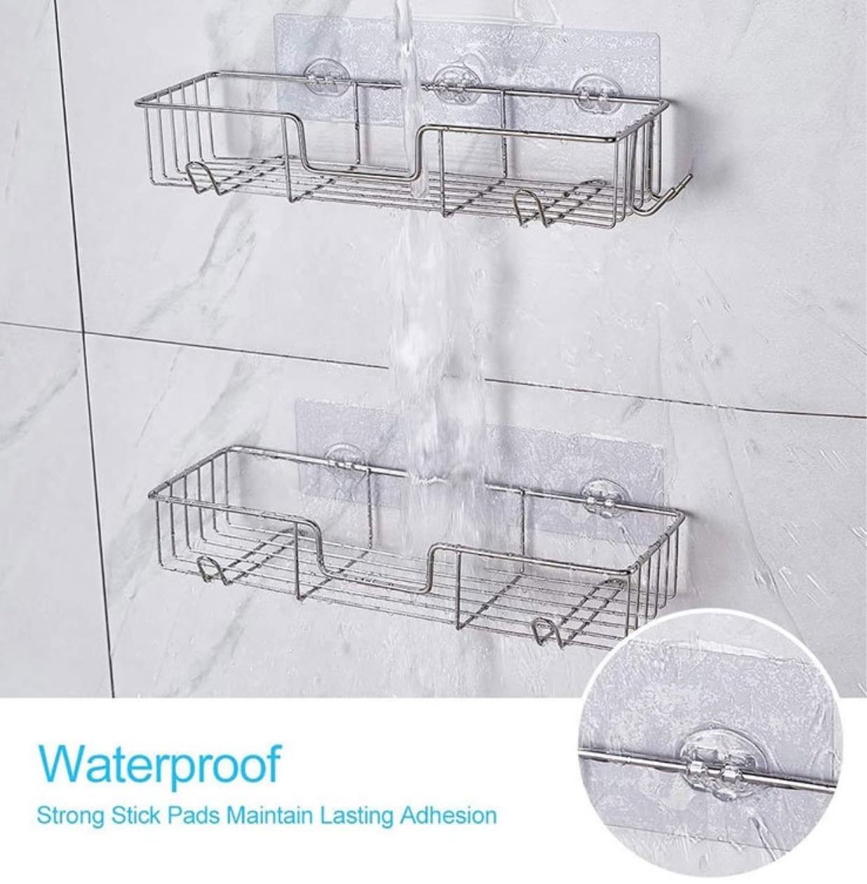 Mensole Bagno Mensola per Organizer per Doccia, Adesivo, Senza Trapano, per Bagno, con Ganci, Supporti per Durevoli Accessori