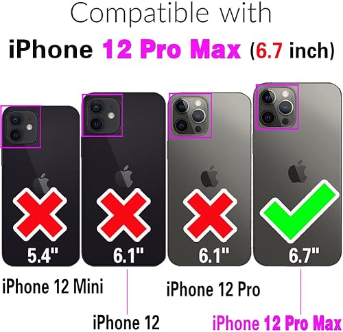 Miniatura 2 de Asuwish Funda de teléfono para iPhone 12 Pro Max 6.7 con protector de pantalla y cremallera RFID tarjetero soporte de anillo de cuero para iPhone