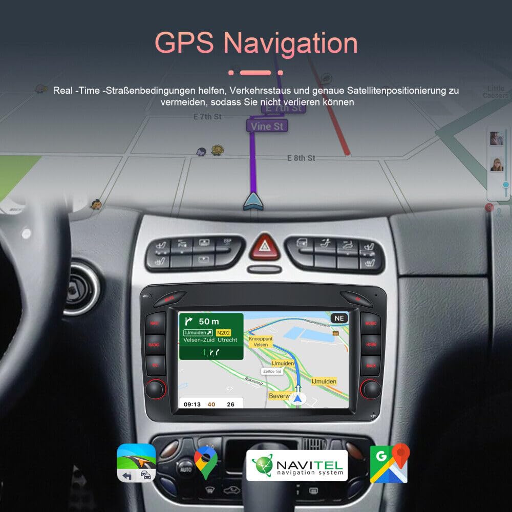 Navigatore satellitare GPS da 7 pollici con CarPlay e Android + HD telecamera di retromarcia sistema di parcheggio compatibile con Mercedes-Benz G-Klasse W463 G36 G55AMG G270 G300 G320 G400 G500