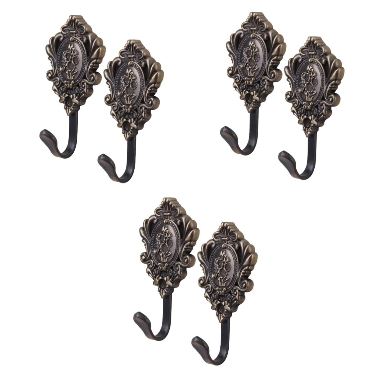 HOMSFOU 6 pcs Curtain Wall Hooks Curtain Ties for Drapes Curtain Holdback Hooks Drapery tie Back Hooks Rose Curtains tie Back Hooks for Curtains Vintage Curtain tieback Zinc Hook up Gusset