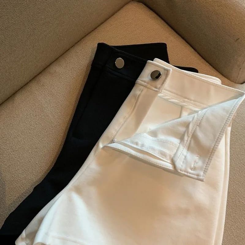 Pantalones cortos casuales de cintura alta para mujer, primavera y verano, White1, S