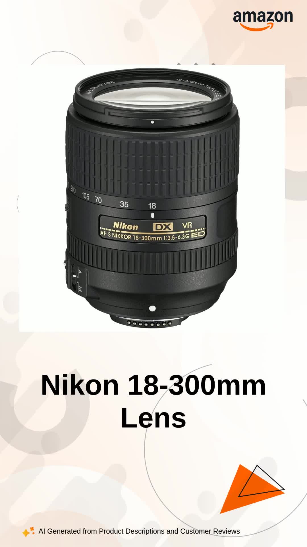 【プロテスト済】 ニコン AF-S 18-300mm DX VR 847 Nikon 18-300 Mm F/3.5-6.3G Ed Vr Af-S Dx Nikkor Lens - Black