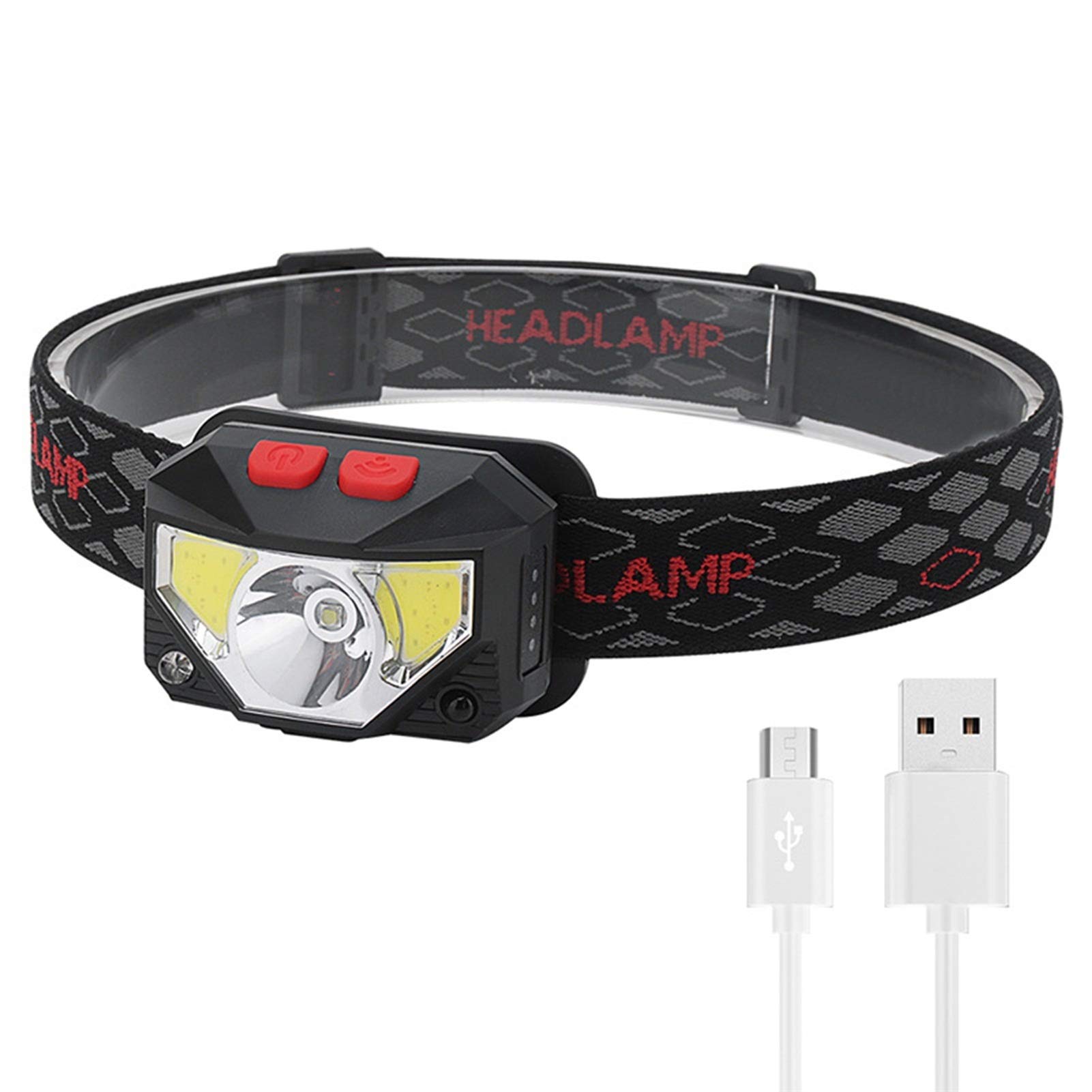 YHMC JKJN AYDD 10 LEDs 360 Degrees Rotating USB Charging Running Headlight Outdoor Camping Camping Light with Red Light Warning (Color : Blue)