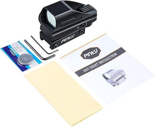 Vista 48 de PINTY Vista de punto rojo con punto rojo/verde y múltiples retículas, para riel Picatinny, pistola, rifle (combo láser opcional)