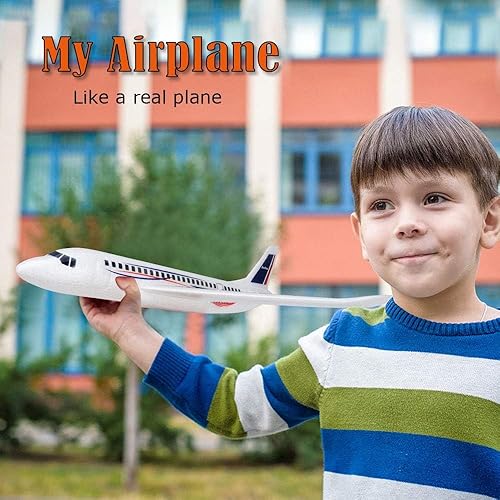 Miniatura 2 de Paquete de 2 juguetes de avión avión de espuma grande de 175 pulgadas avión planeador de 2 modos de vuelo juguete volador para niños regalos para