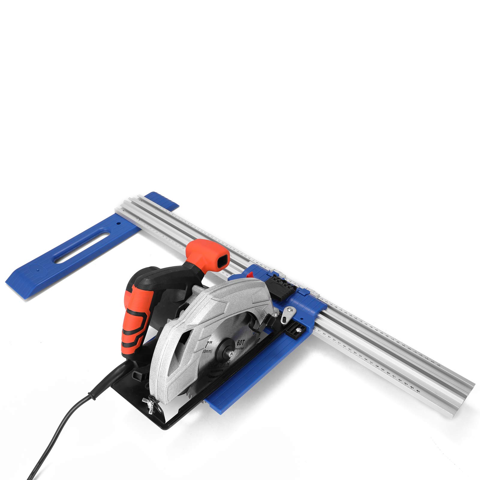 HT-RC60 Guía de borde para carpintería y de riel de sierra circular para corte al hilo, riel de aluminio sólido con trineo universal y marco de posicionamiento, compatible con