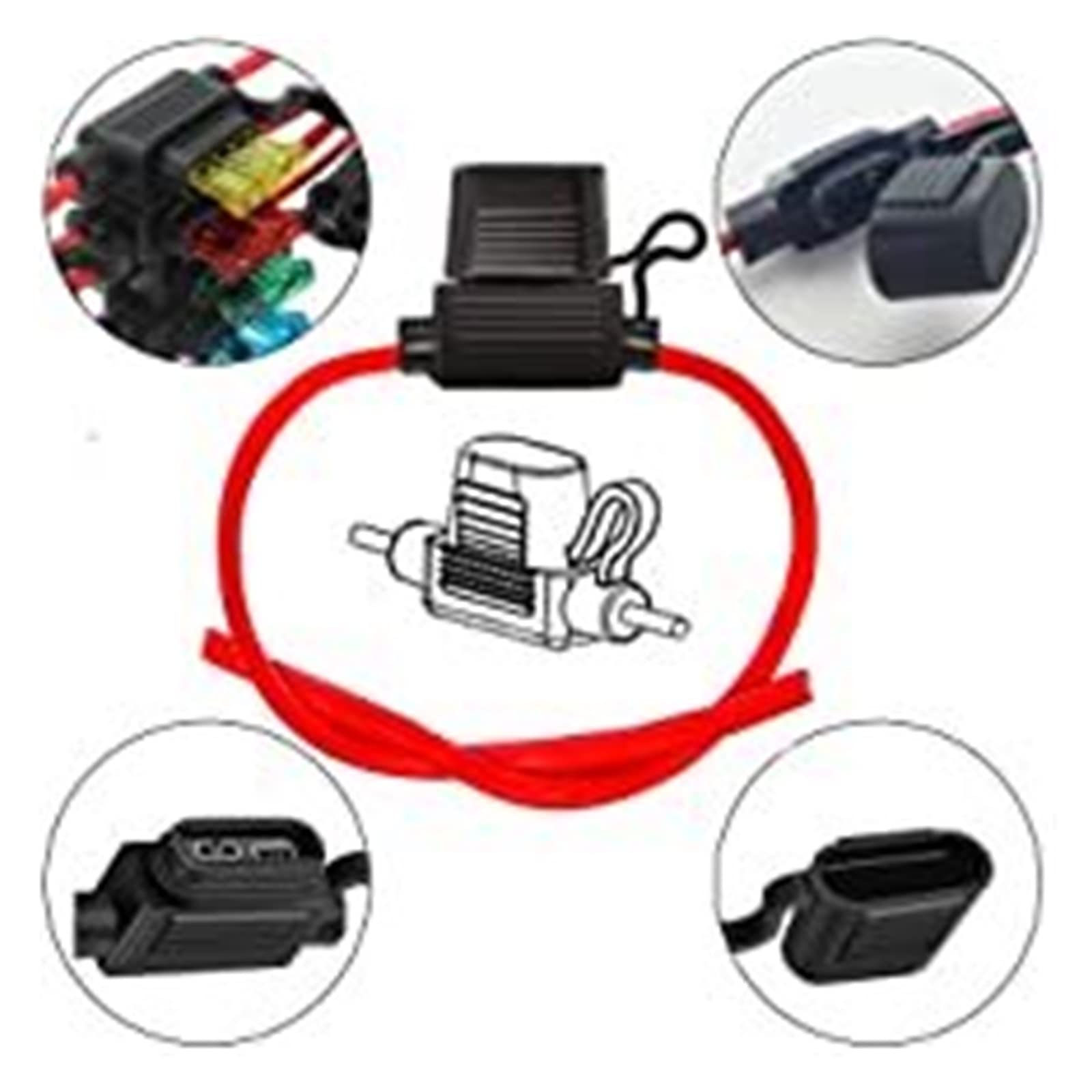 10 Sets 16 AWG wasserdicht IP67 Standard Inline Sicherungshalter Pigtail Flachsicherung for Auto LKW ATV Boot Motorrad