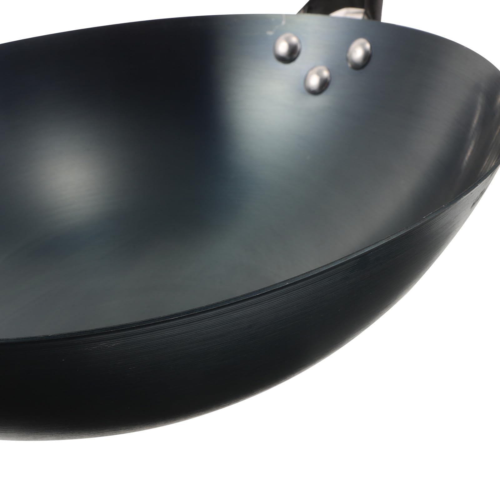 DOITOOL Niepowlekana żeliwna patelnia wok | Ręcznie robiona chińska patelnia do smażenia z pokrywką i szpatułką | Niepowlekany, wytrzymały żeliwny wok z drewnianym uchwytem do kuchenek gazowych
