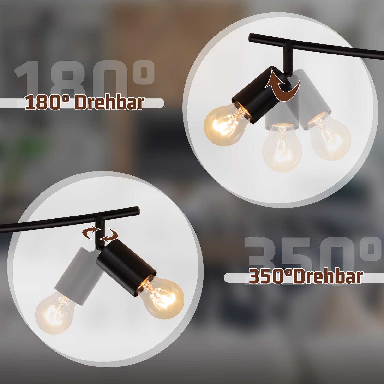 CBJKTX Deckenleuchte Vintage Deckenlampe Schwarz - E27 Deckenstrahler 4