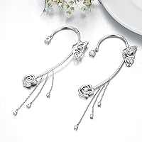Vista 3 de Aretes de mariposa para mujer, de plata de ley, con diamantes de imitación, sin perforar, con clips de mariposa para mujer, Plata, Circonia cúbica