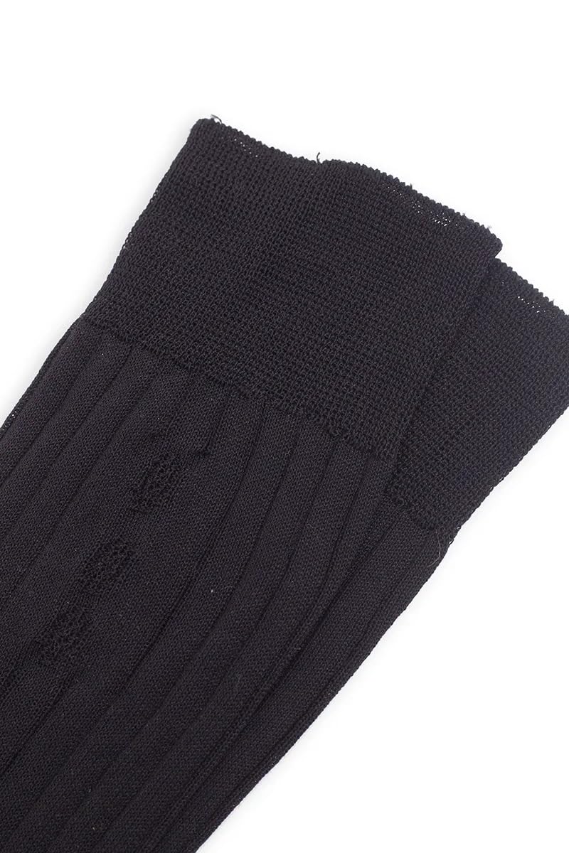 GATTI A POIS 5 Paia Calze Corte Uomo in Filo di Scozia, Total black, Lavorazioni Miste, Elegante, Mezzagamba, Made in Italy