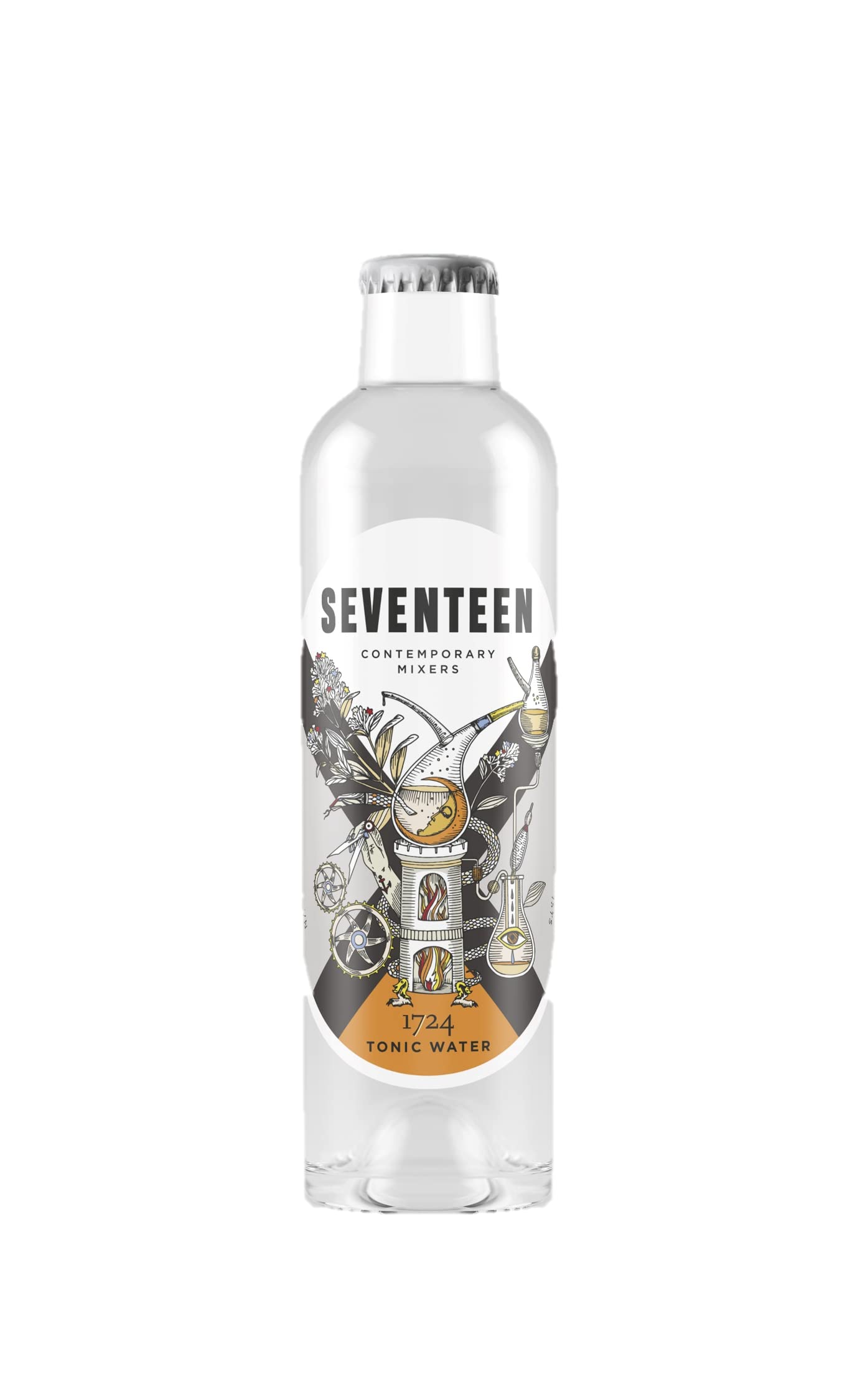 Seventeen - Tonic Water, Refresco Mixer Premium de tónica con un toque a mandarina, Ideal para cócteles, Botella de cristal de 200 ml, 4 unidades, total 800ml. Bajo en Azúcar.