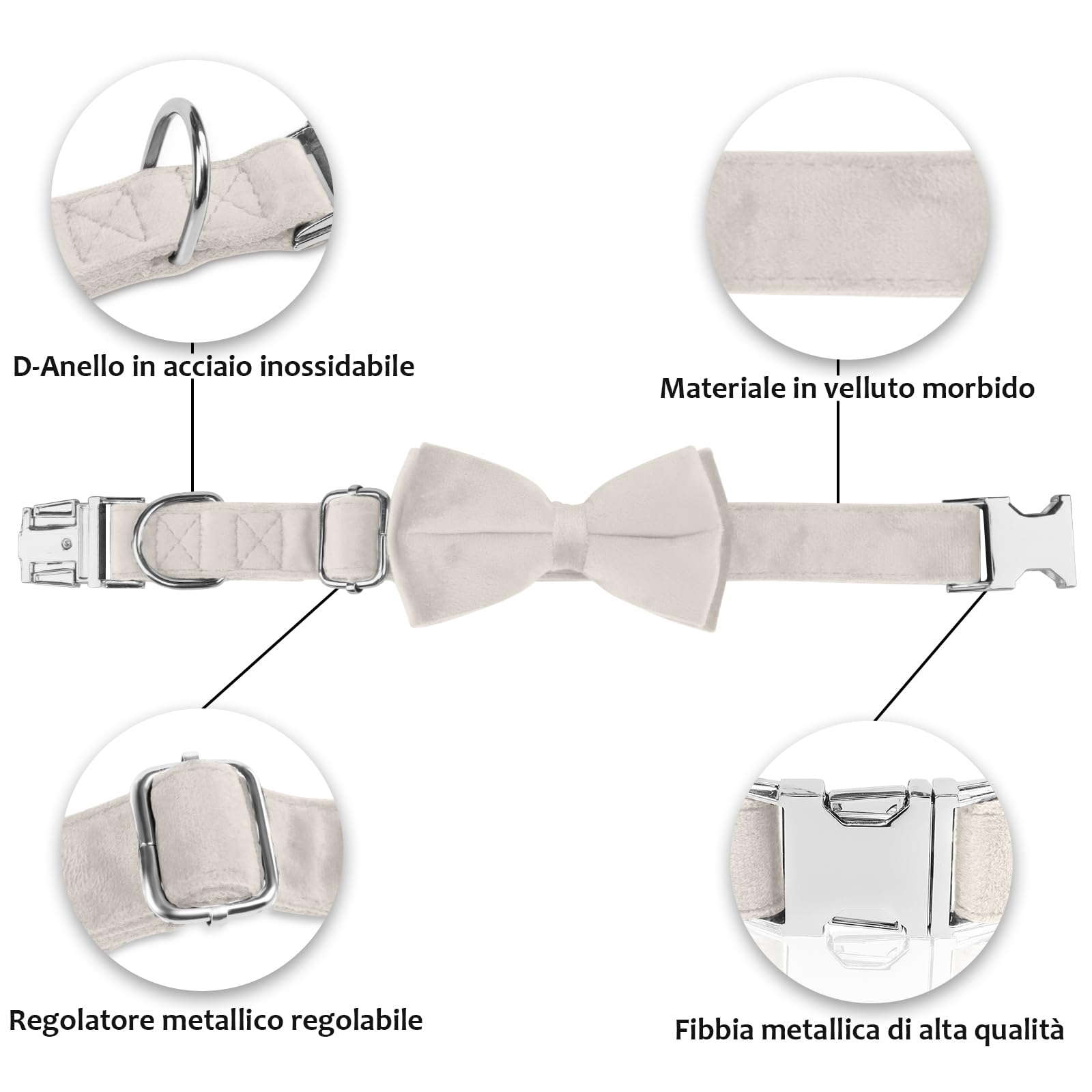 KTWSUEF Collare Cane, papillon cane Collare per Cani Velluto, Collare per Cani Comodo Resistente, Papillon per Cani Rimovibile Regolabile, Per Matrimoni, Compleanni, Eventi Festivi