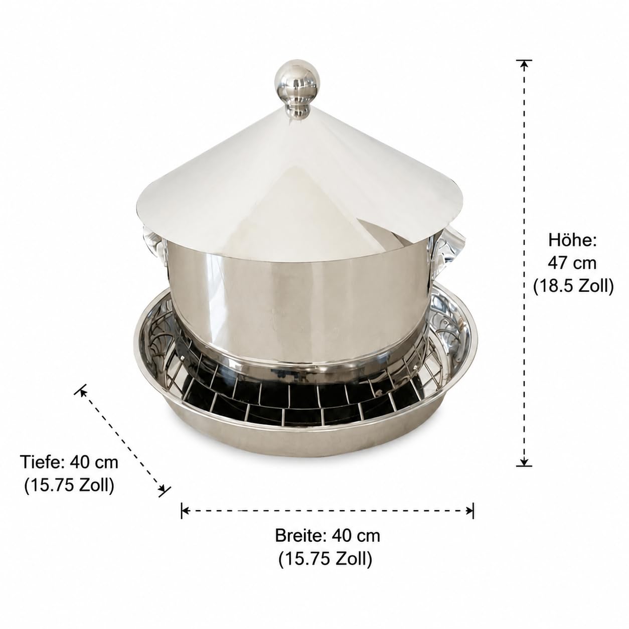 Comedero Automático para Gallinas, Antipájaros y, de Acero Inoxidable, para AV de Corral, 30 kilograms (15 kg)