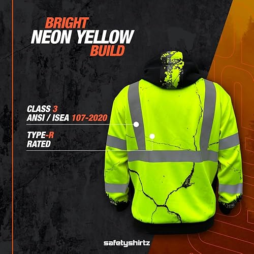 Miniatura 3 de SafetyShirtz SS360 American Grit Sudadera con capucha ANSI Clase 3, Amarillo