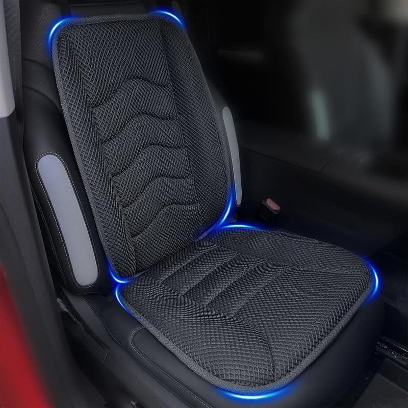 Image of Auto Oprema Car Seat Cushion with Back Support Pillow: Enhanced Comfort Memory Foam Design for Pain Relief, Ideal for Drivers and Office Use - Ergonomic Lumbar Comfort for Long Sitting - 113 Black