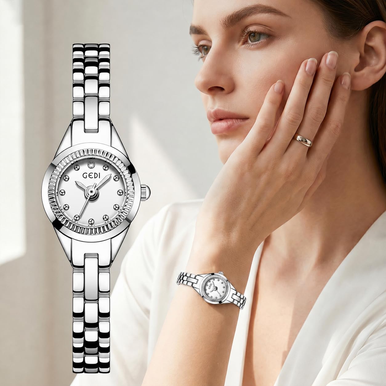 MASTOP Orologio da polso da donna, cinturino in acciaio inossidabile con