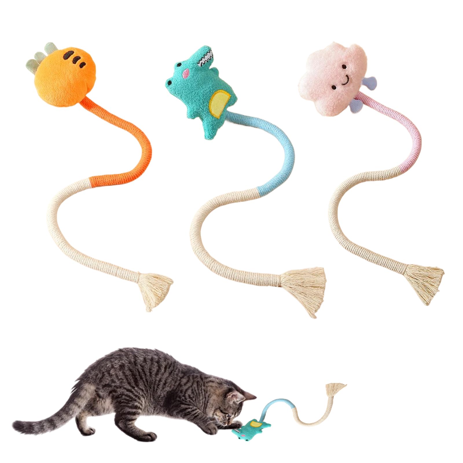 AYNKH 3 Pcs Cat Toys,Cat Chew Toy, Interactive Toys for Indoor Cats Catnip Toys for Bored Indoor Cats Safe Teeth Cleaning Chews