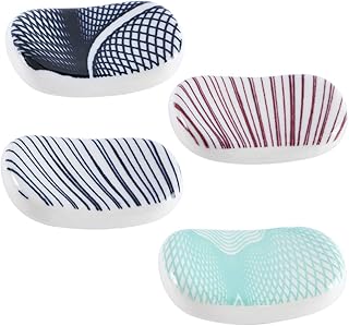 Vctitil 4Pcs Ceramic Japanese Tradition Retro Patterned Chopsticks Holder Home Decoration Chopsticks Stand Fork Rack Ceramic Tableware Holder