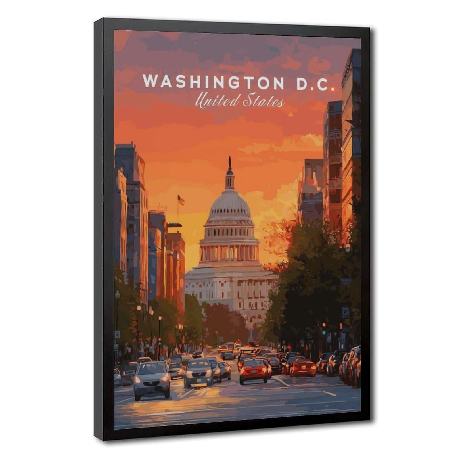 Bareronor Washington D.C. Capitol Canvas Poster Bedroom Decor Landscape Office Room Decor Gift 16" L X 24" W