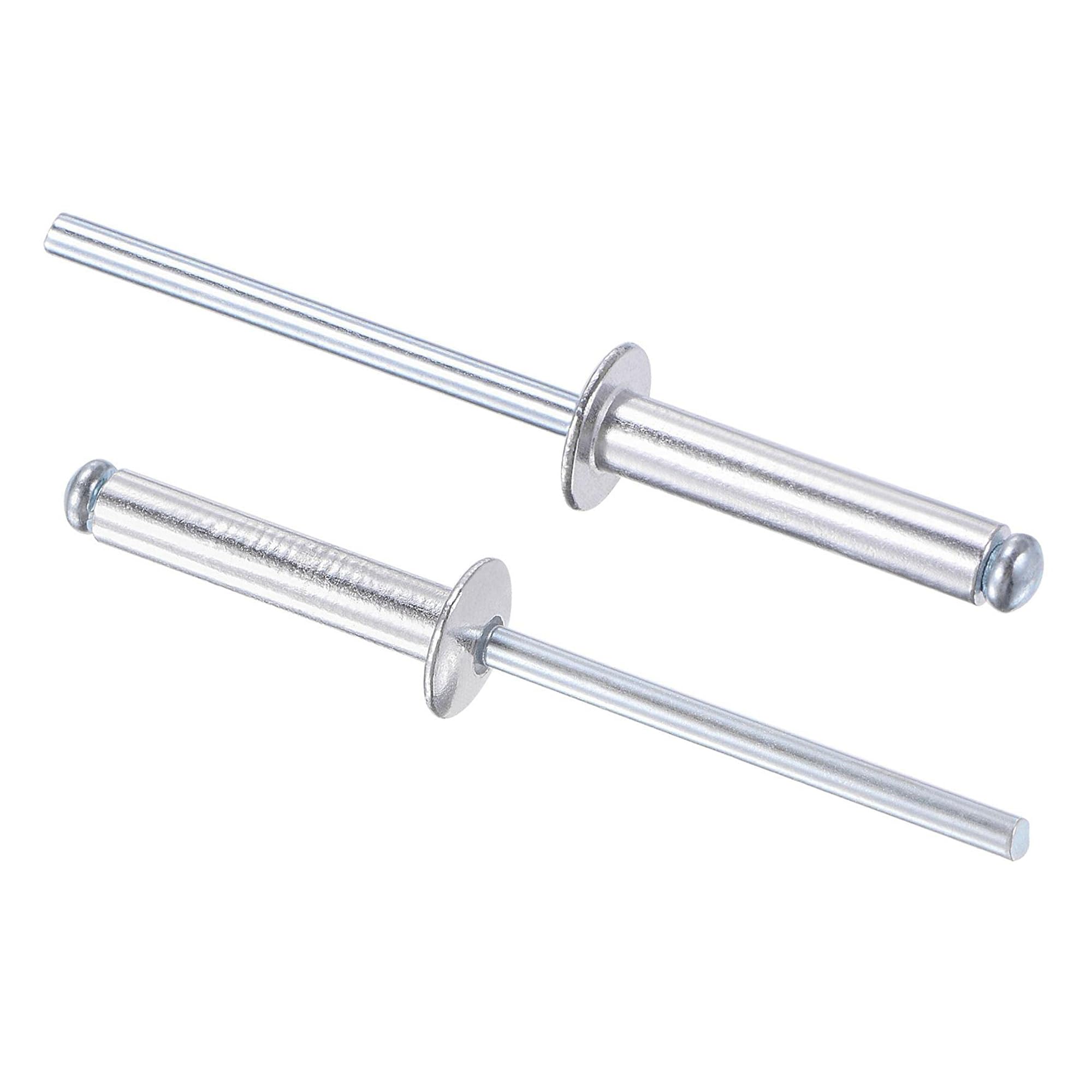 ROWORKX 60Pcs Large Flange Blind Rivets 4 x 20mm Aluminium Silver