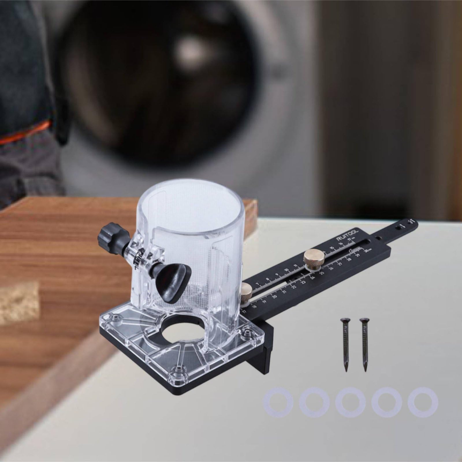 Fresadora de Madera Plantilla de Corte Circular Accesorio de Enrutador Guía para Ranuras con Posicionamiento Doble en Aleación de Aluminio Adecuada para Guitarras Altavoces Carpintería