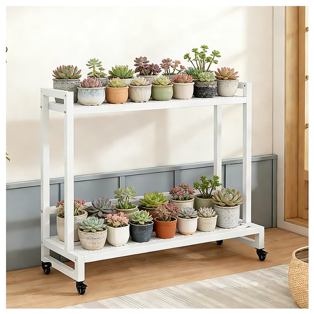 Étagère pour pots de fleurs métal à marches et roulettes pour grand jardin