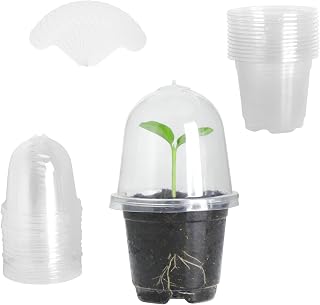 12 Pcs 9cm Grow Pots with Moisture Cup, Orchid Pot Transparent, Round Plant Pots Plastic with Lids, Small Plant Pots Plastic, Flower Pots for Seedlings and Succulents