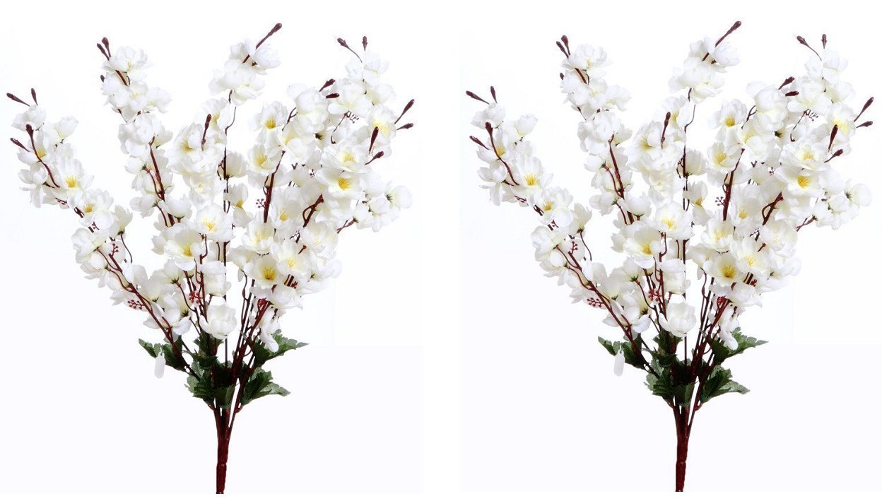 Sofix White Artificial Orchid Flowers Peach Blossom Flowers for Vase - 20 inch (White)