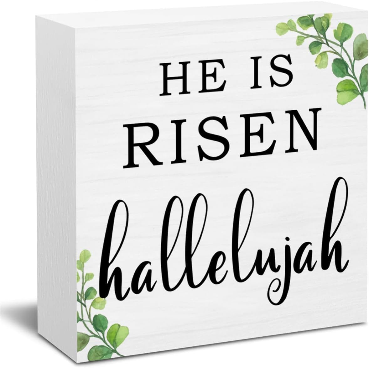 He Is Risen Hallelujah Box Sign 7x7 Inch Easter Farmhouse Decor