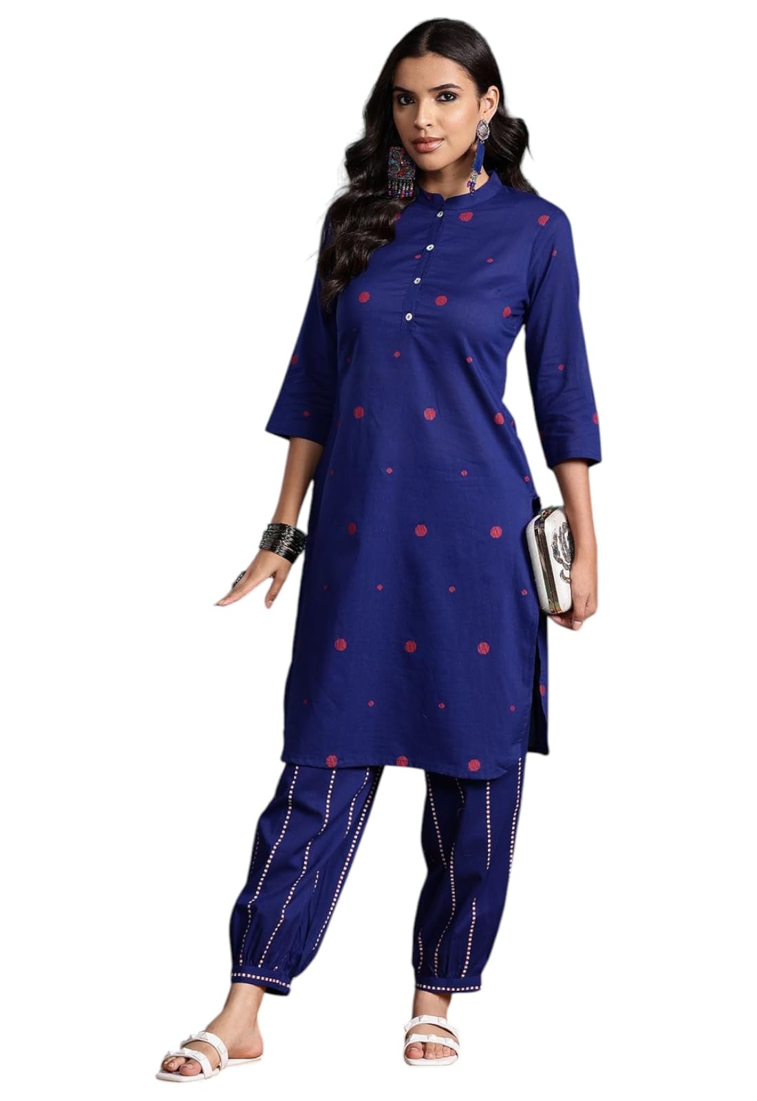 Ensemble Kurta imprimé Yashika en viscose bleue fine et fluide - 6