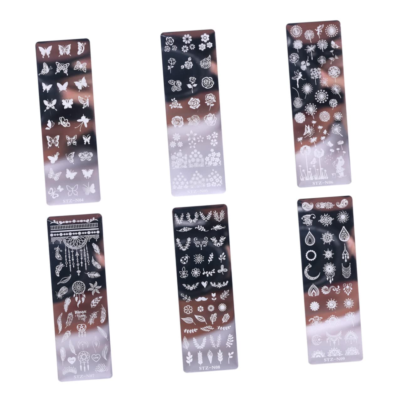 CALLARON 3 Set Piastre Stamping Unghie Acciaio Inossidabile Con Floreali E Farfalle Per Nail Art Creativa E Per Manicure E Speciali 6 Pezzi*3