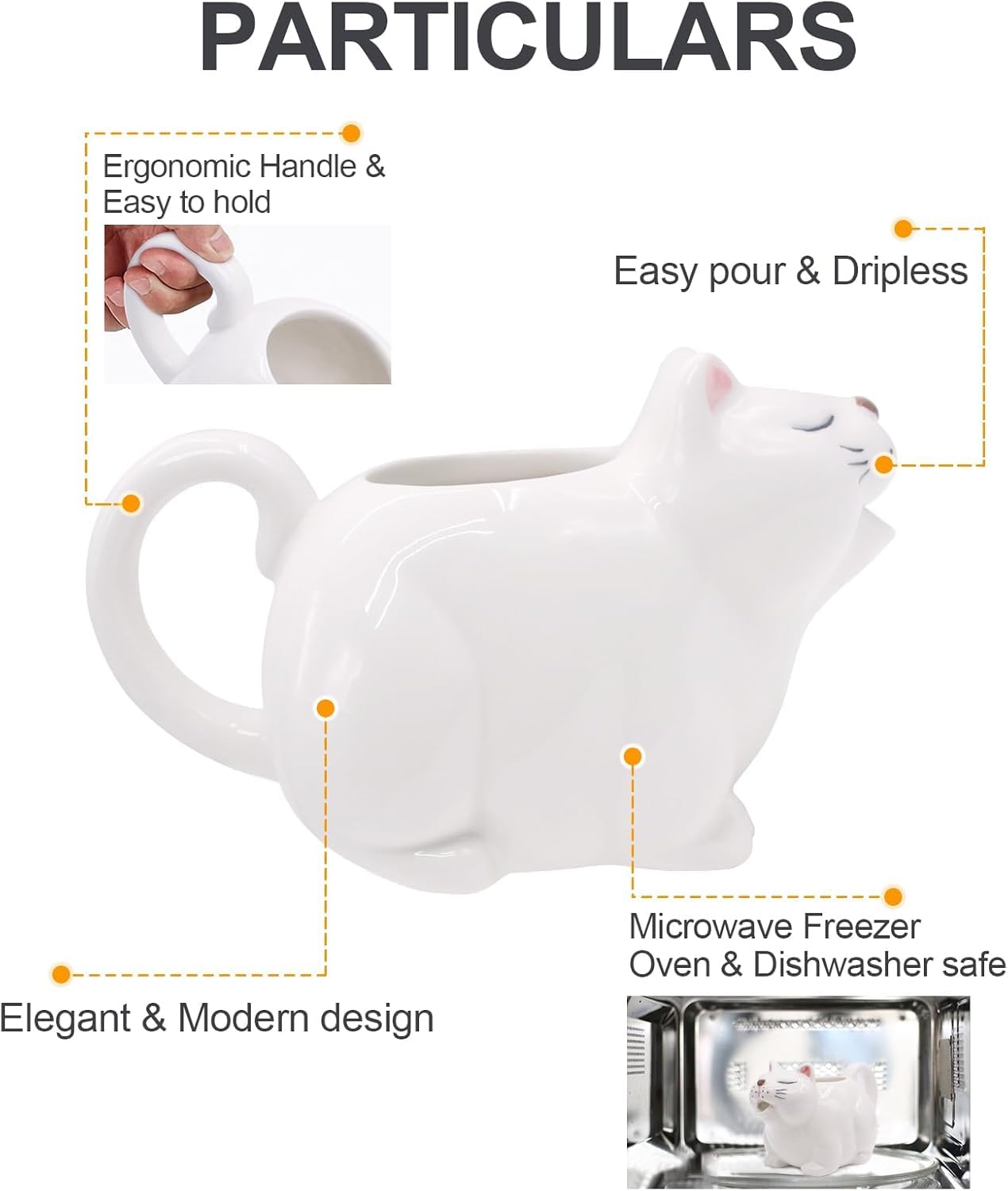 Cosy & Trendy Saus Schenk Kannetje - Porselein - Wit - 250 Ml Schenktuit Handvat Speelse Vorm