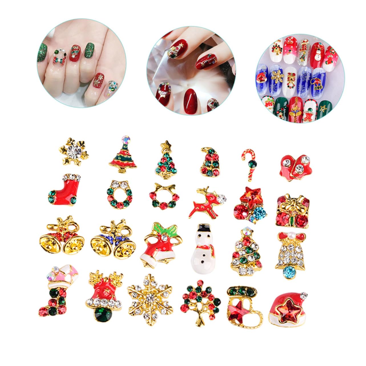 Healvian 4 Set Decorazioni Per Unghie Natalizie Charms Tema Natale in Per Manicure Per Unghie Naturali E Artificiali Facili Usare E Resistente Per E Speciali 24 Pezzi*4