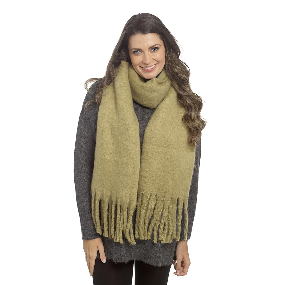 Undercover Ladies Plain Brushed Blanket Scarf GL1257 Khaki