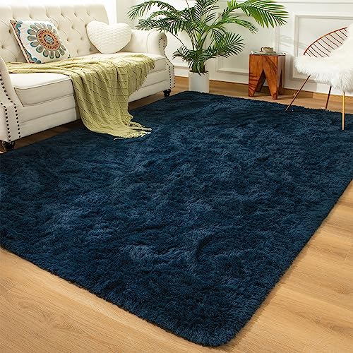 Andecor Shag Area Rug for Living Room, 8x10 Feet Navy