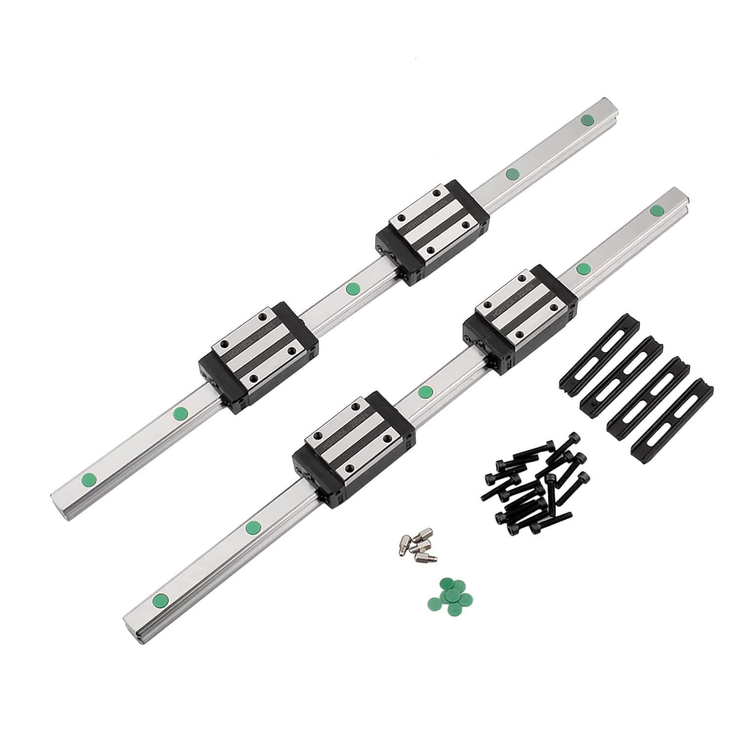 Lot de 2 rails de guidage linéaires HGR15 de 600 mm avec 4 blocs de roulement, 1 vis à billes SFU1204 de 600 mm avec déflecteur en métal et écrou à billes