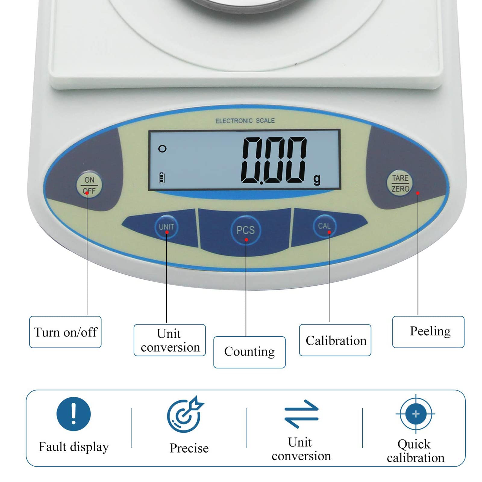 XYEJL Lab Scale Precision Lab Scale Analytical Electronic Balance Digital Laboratory Scale Precision Jewelry Scales Kitchen Precision Weighing Electronic Scales,10kg/0.1g