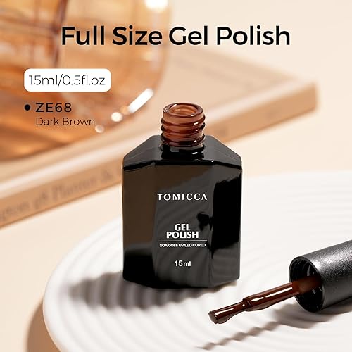 Miniatura 8 de TOMICCA Esmalte de uñas de gel marrón oscuro, 0.5 onzas líquidas, esmalte de gel de color otoño e invierno, secado rápido, esmalte de gel neutro UV