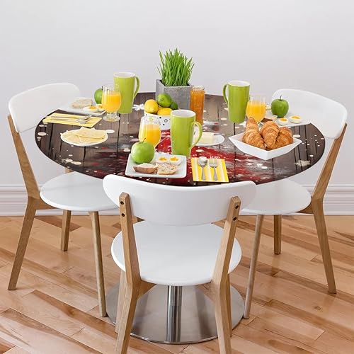 Vista 247 de Mantel redondo ajustable con borde elástico, mantel de hojas coloridas abstractas, impermeable, lavable, para mesas redondas, ideal para picnic