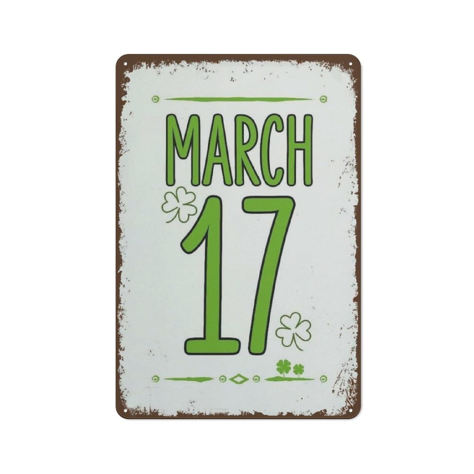 Nostalgic Easter Decor Tin Sign St Patrick's March 17th Home Decor St Patty's Day Art Wall Art Green White Shamrock Calendar Art Retro St Patricks Day Metal Signs Wall Decor Garden Decor 8 X 12 Inch