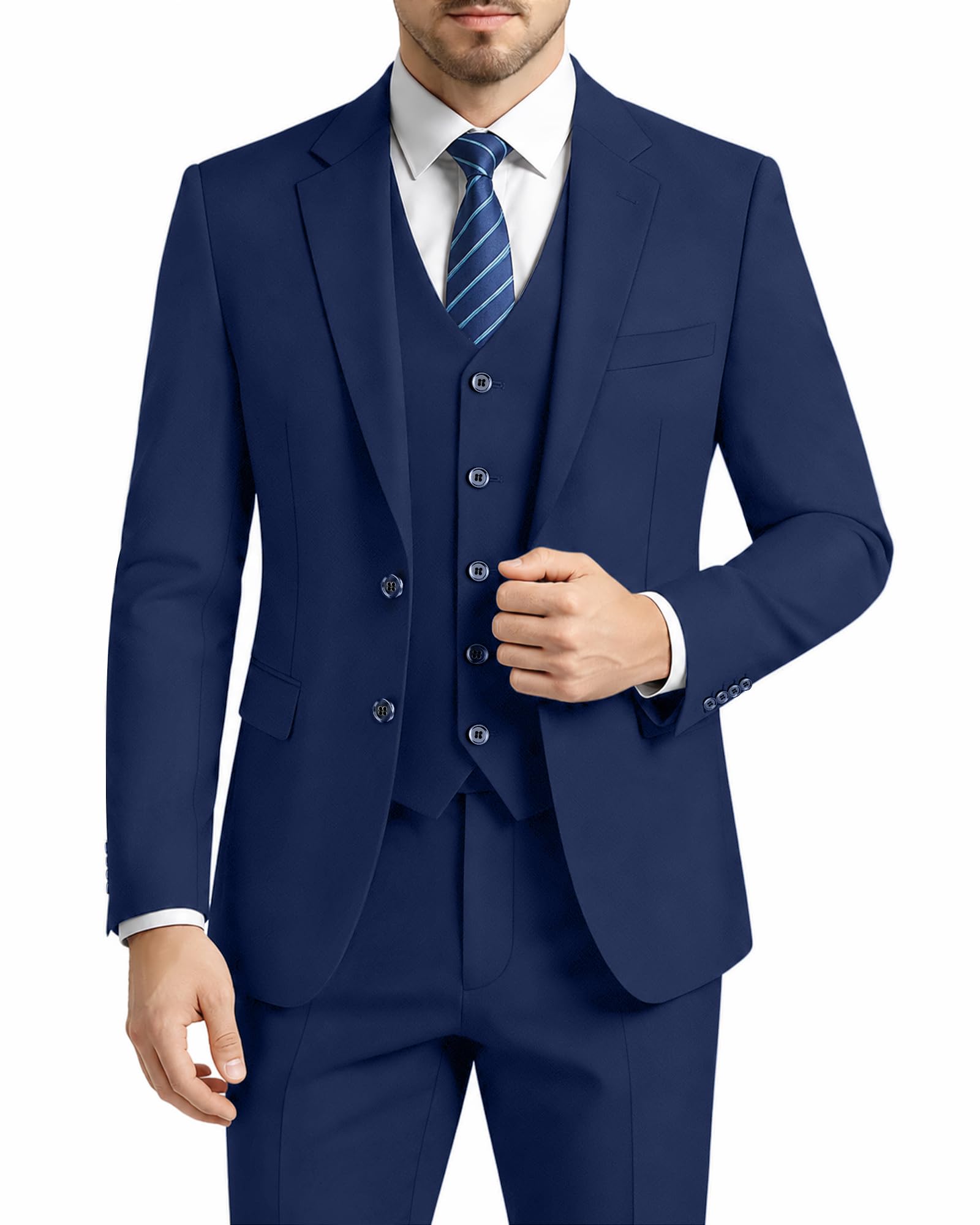 lupurty Suits for Men, 3 Piece Men's Suit Slim Fit, Solid Jacket Vest Pants with Tie,Men Suits Tuxedo Set,Suit Men-picture-20